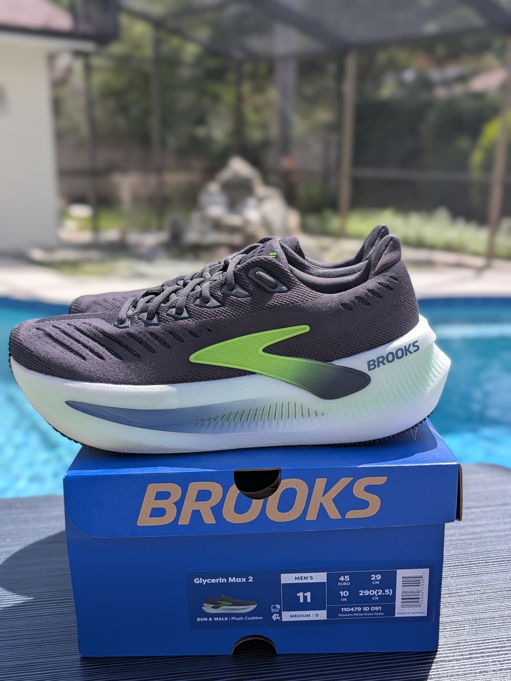 Brooks Glycerin Max 2 Mens Size 11 Phantom Green Gecko Running Shoe 1104791D091